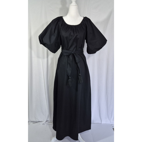 Peruvian Connection *In Black* Savannah Puff Sleeve Midi Dress Small - Picture 3 of 10